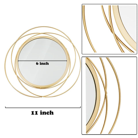 Cityelf circle mirrors pair with art and lighting for focal wall effects.