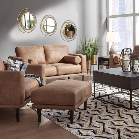 Cityelf gold circle mirrors with metal frame enhance entryways and living spaces.