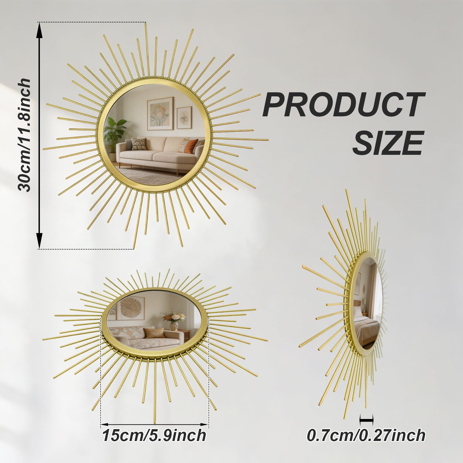 Cityelf 3-piece sunburst set: versatile decor for many rooms.