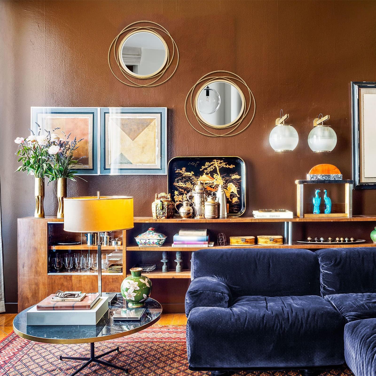 Cityelf iron-frame circle mirrors offer secure hanging and sleek modern style.