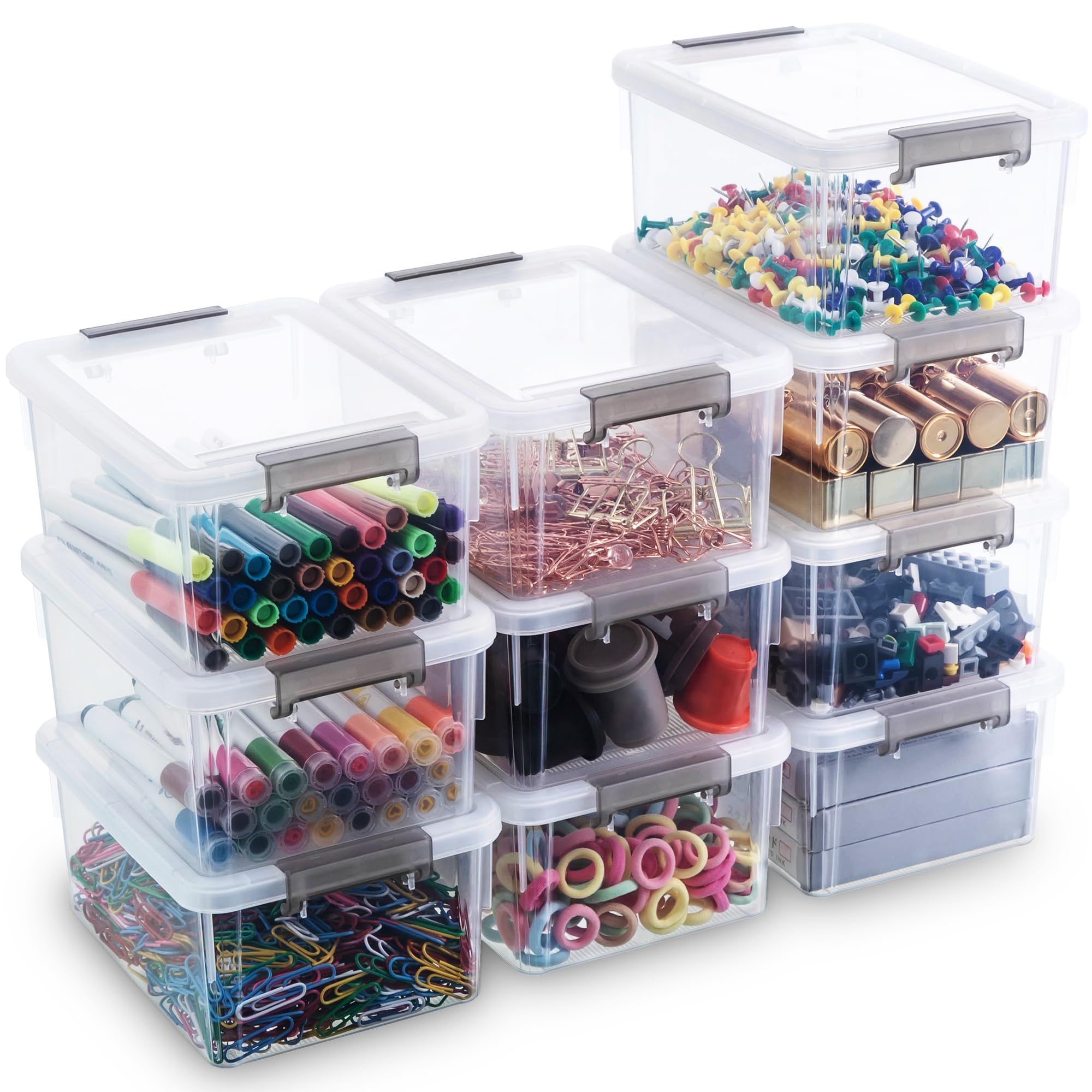 Citylife 1.3 qt bin with lid stackable keeps tools organized and easy to access