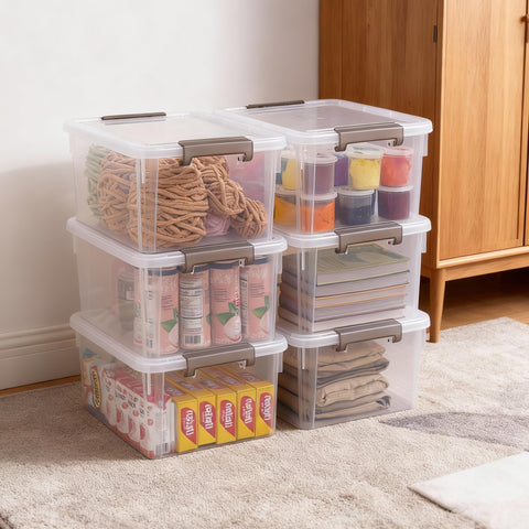 Citylife 17QT storage bin with interlocking design keeps stacked units secure for garage