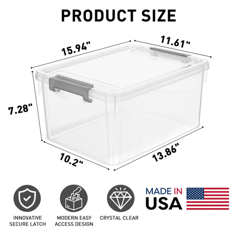 Citylife 17QT bin with grooved lid demonstrates stackable design for space-efficient shelving