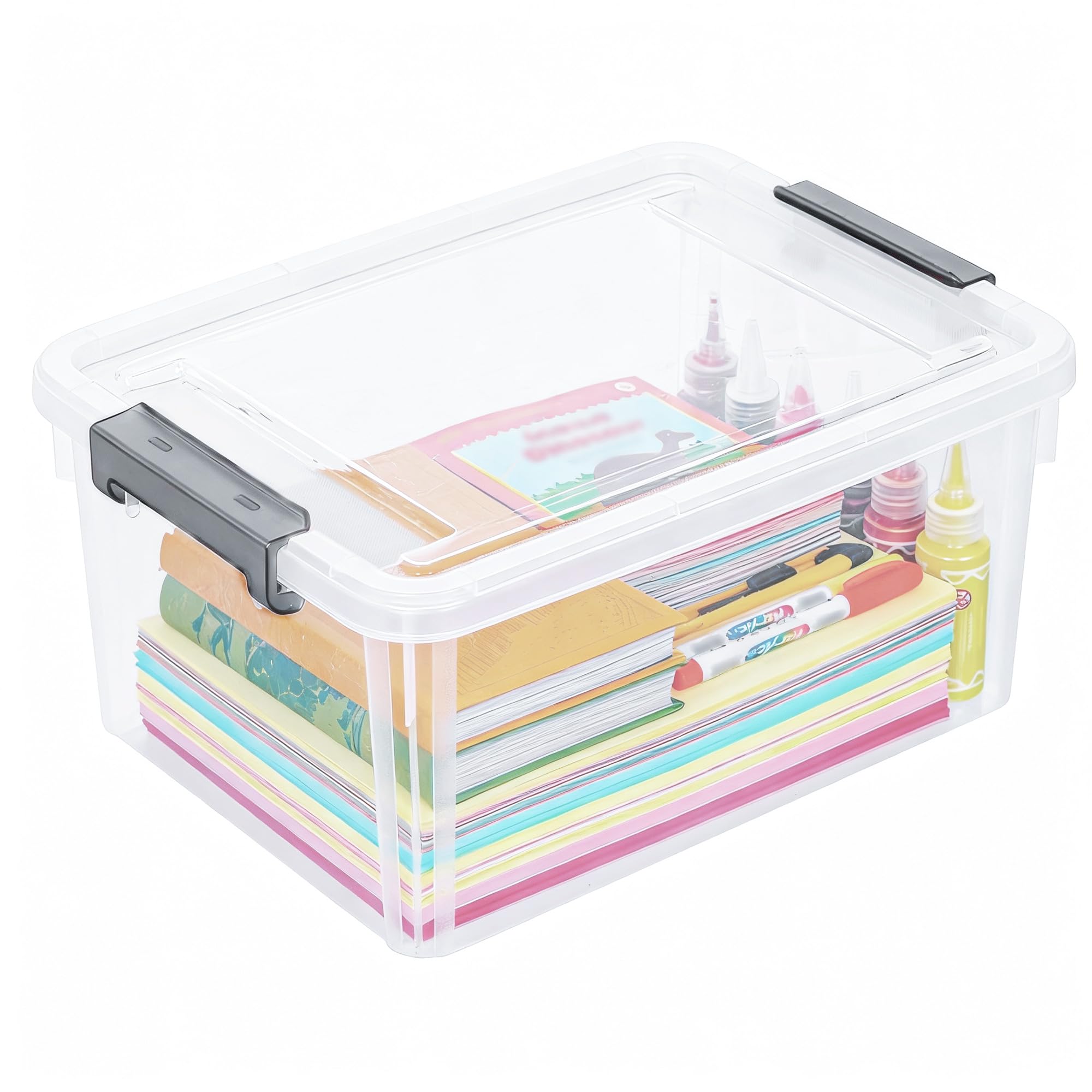 Citylife 17QT storage bin with lid, top view shows clear visibility for quick sorting