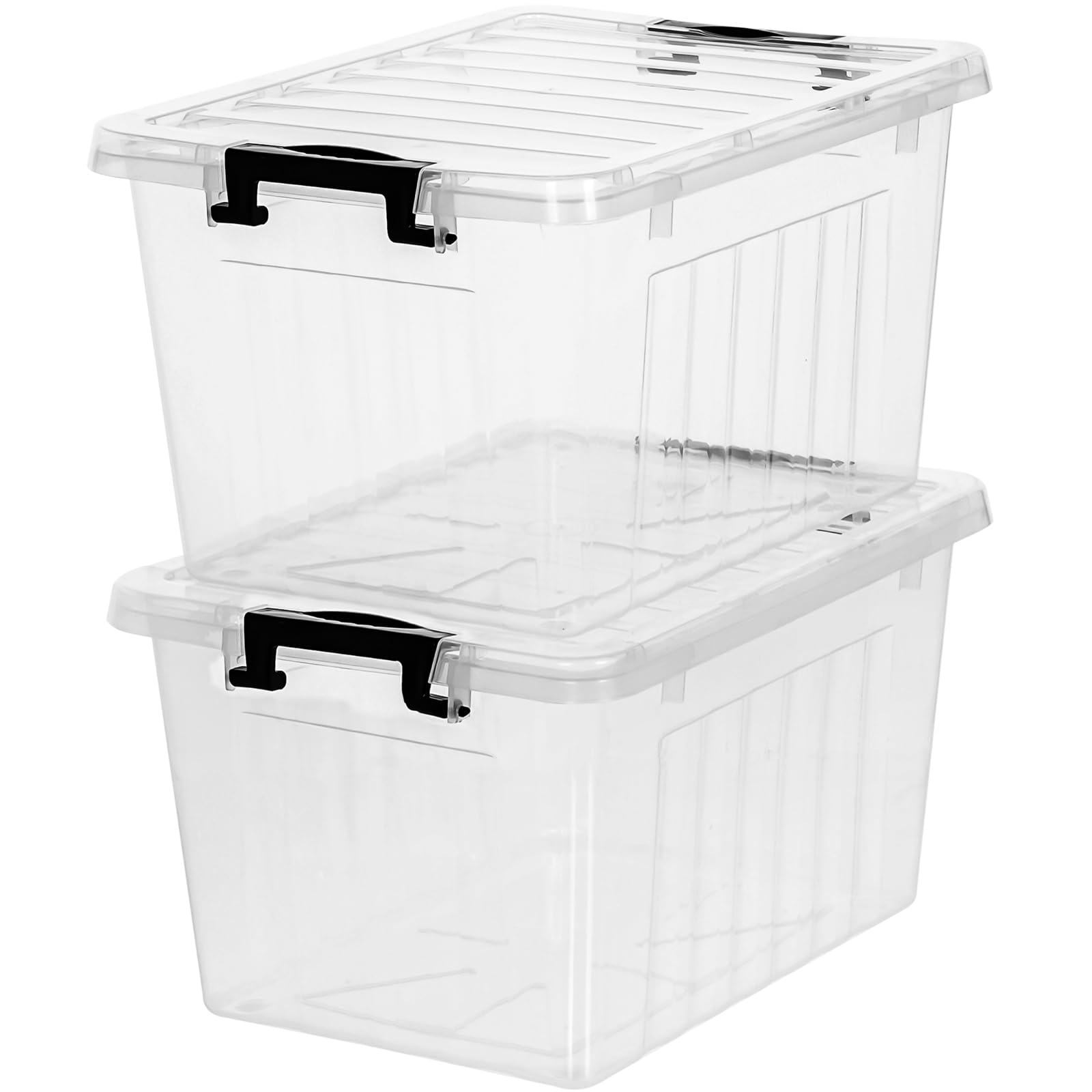 Citylife 22qt clear storage bin with lid for easy visibility.