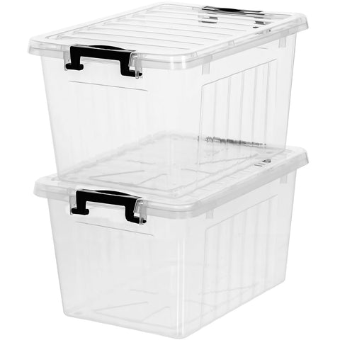 Citylife 22qt clear storage bin with lid for easy visibility.