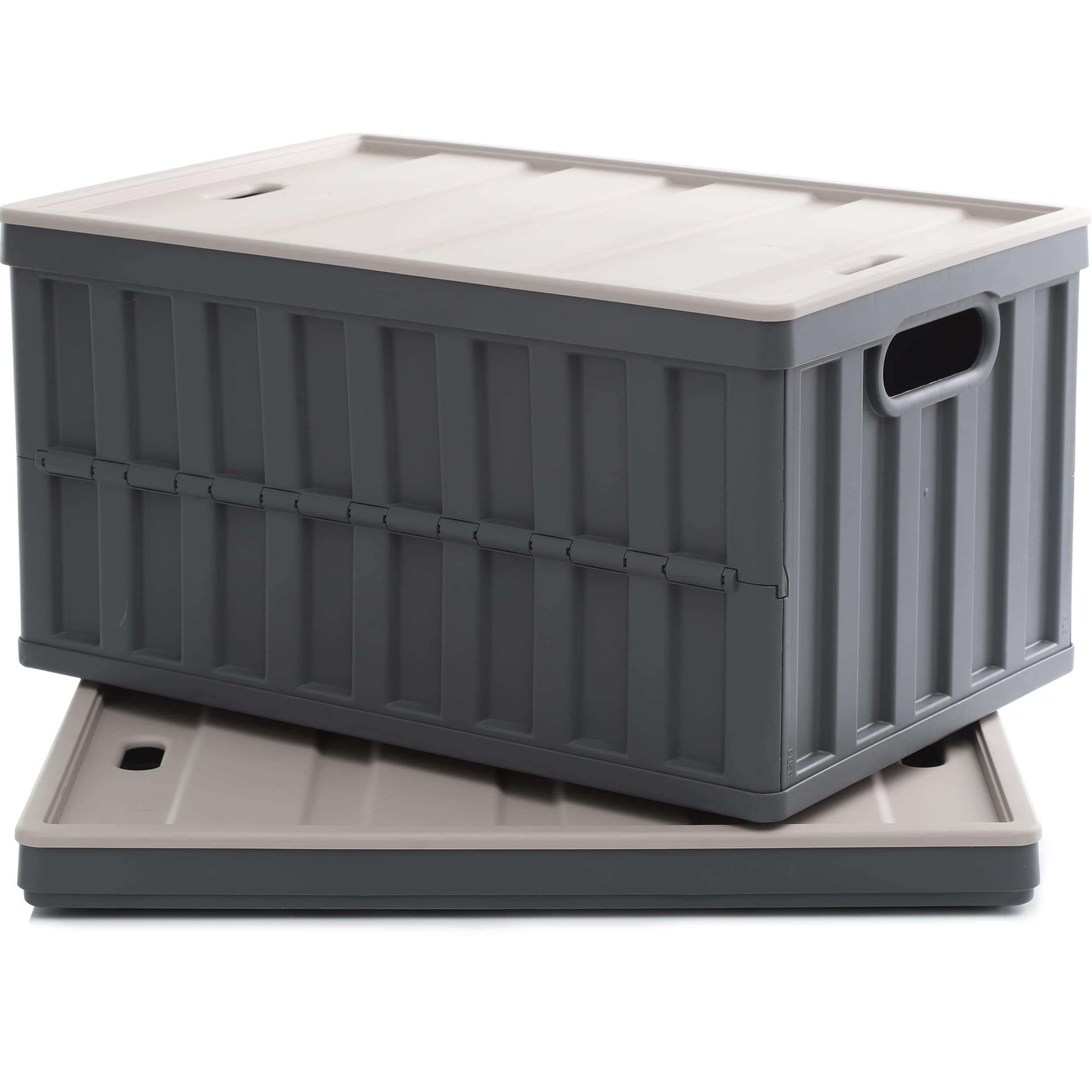 Citylife 64L collapsible storage bin with lid for garage organization and easy access