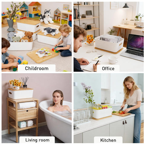 Citylife eco-friendly bamboo lid bin supports mindful home organization.