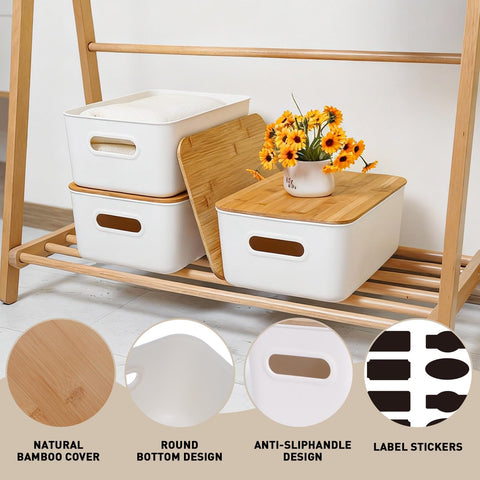 Citylife labels for easy categorization on the bamboo-lid bin.