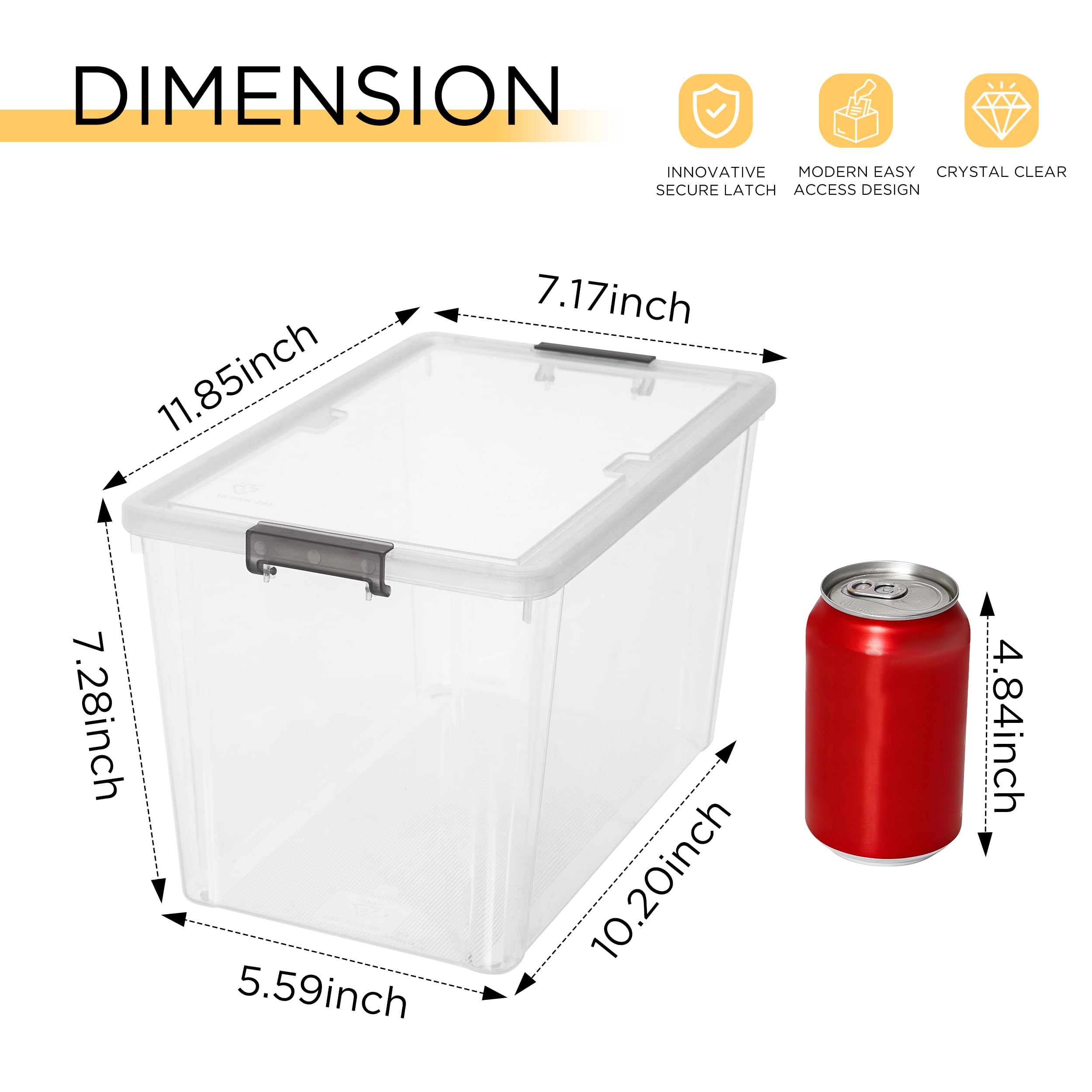 Clear Citylife storage bins stacked to save cabinet space.