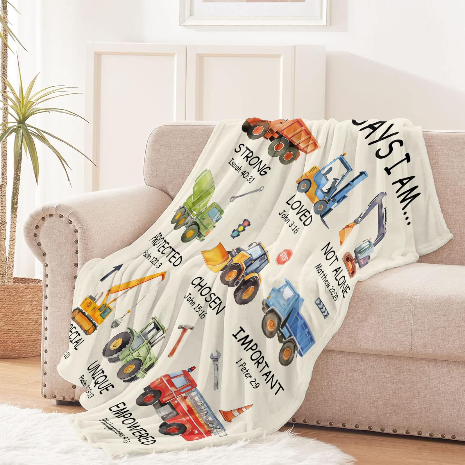 CIUGOIG bible verse truck blanket supports comforting car rides.