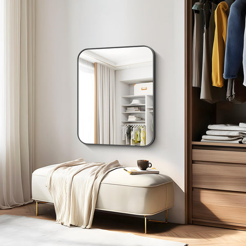 CIVENO modern decor mirror brightens spaces with a sleek black finish.