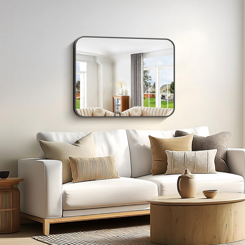 CIVENO vanity mirror with rounded corners enhances safety and style.