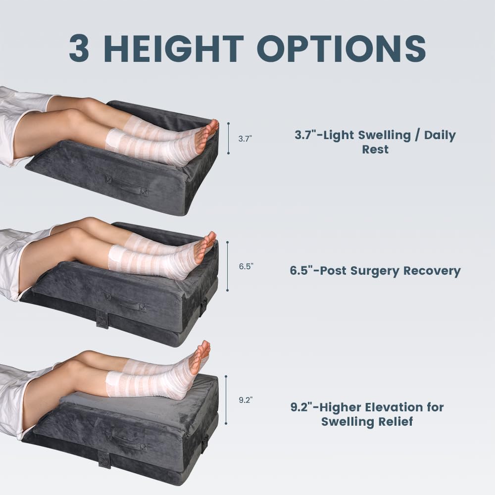 CIVJET pillow shows triple-layer memory foam for durable leg support.