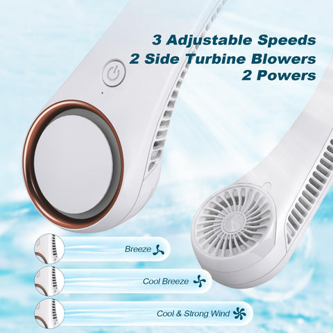 CIVPOWER neck fan with USB charging and 3-speed controls for customized comfort.