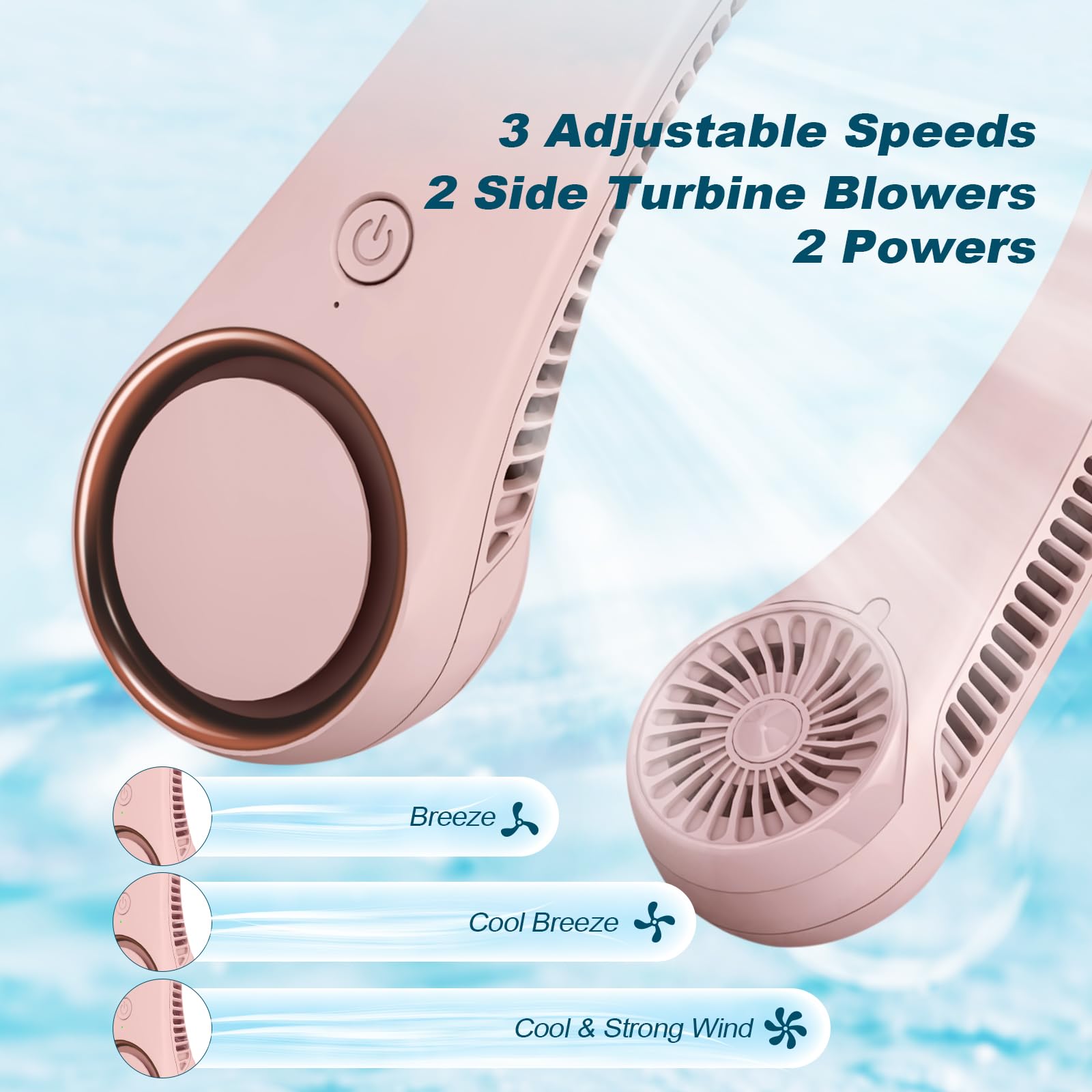 CIVPOWER neck fan with 3-speed settings for personalized comfort