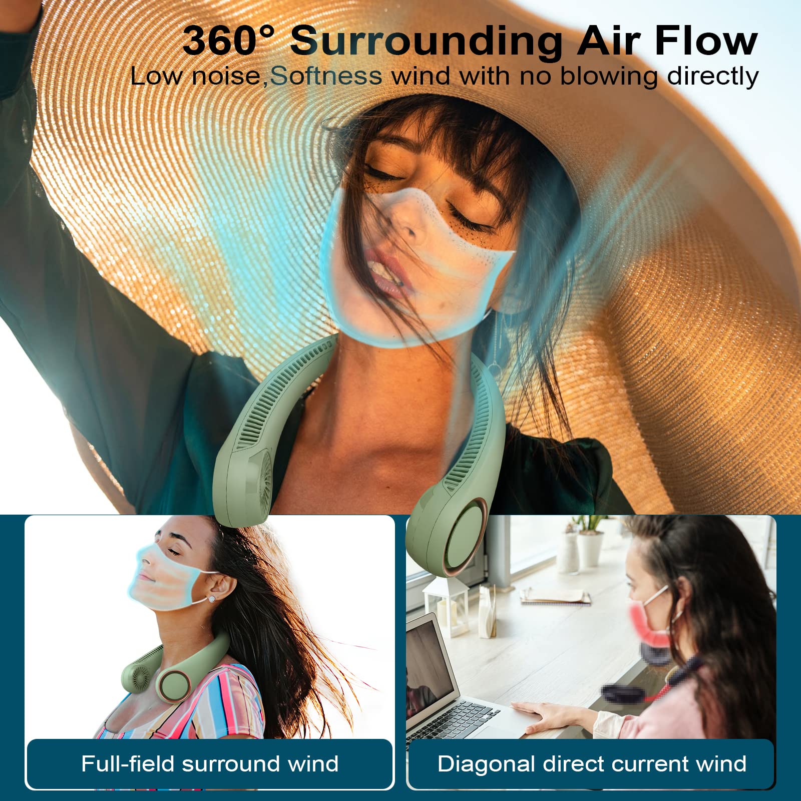 CIVPOWER neck fan 78 air vents delivering a smooth breeze