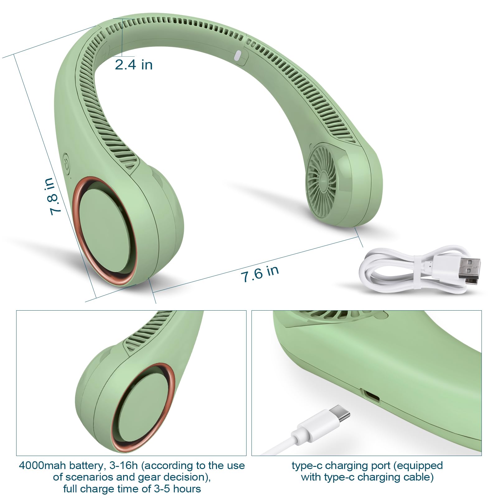 CIVPOWER lightweight neck fan for all-day comfortable wear