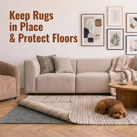 Cizistom rug pad dual-surface with easy trim for custom fit