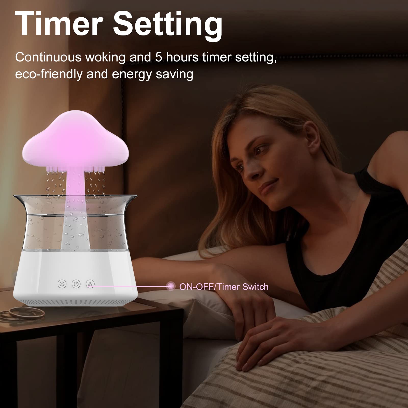 cjc Cloud Rain night light mushroom adds soft glow for sleep.