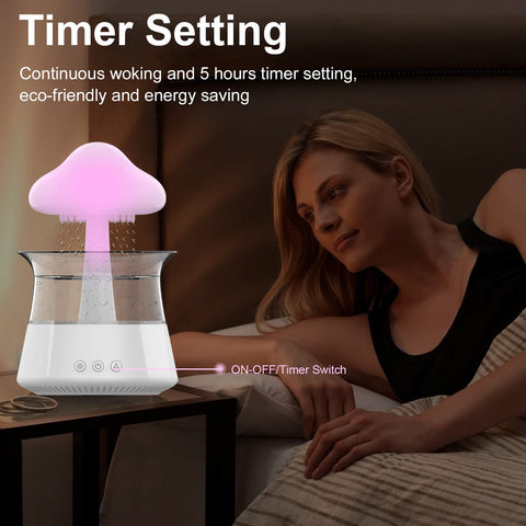 cjc Cloud Rain night light mushroom adds soft glow for sleep.