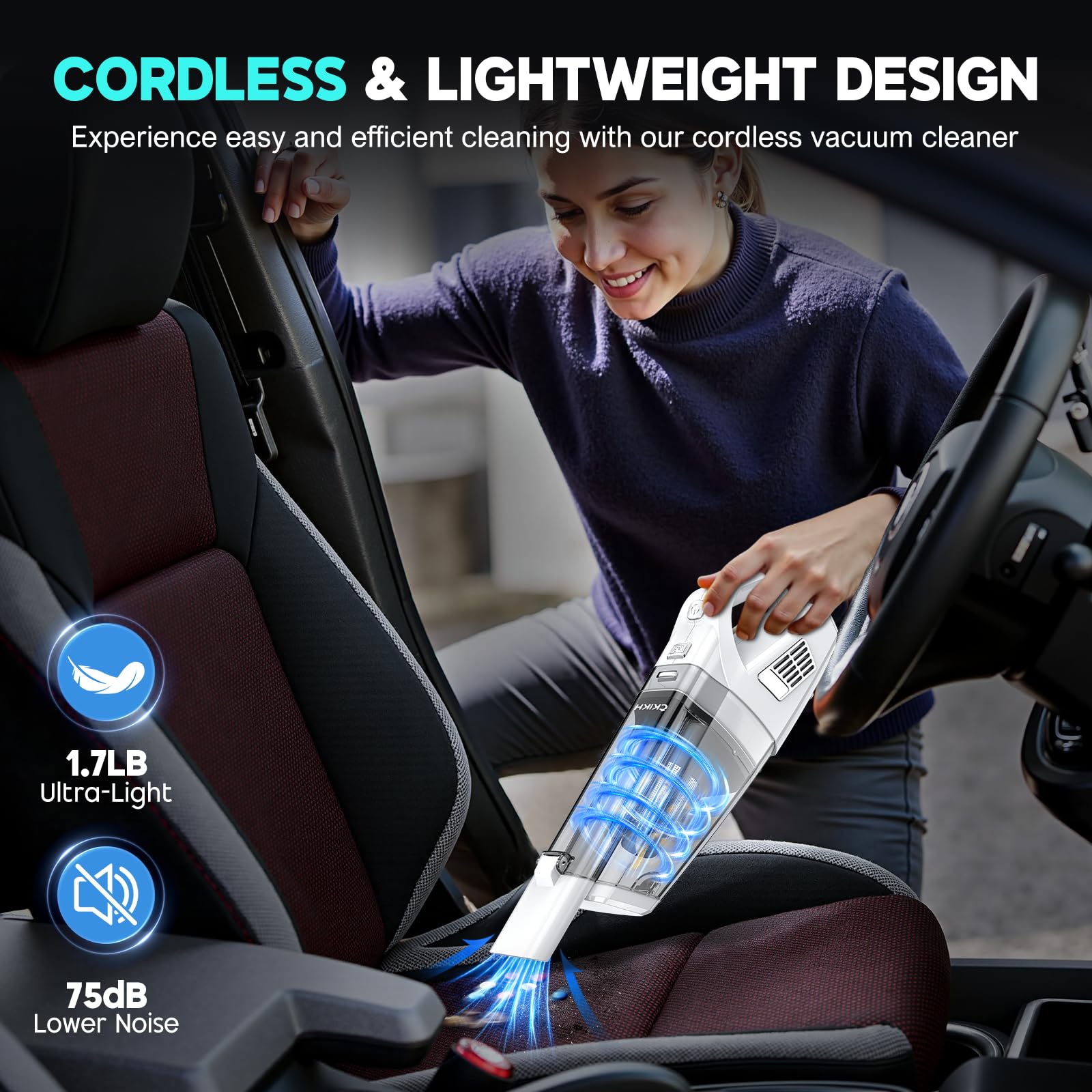 CKIKH vacuum cleaning car interior with extended hose