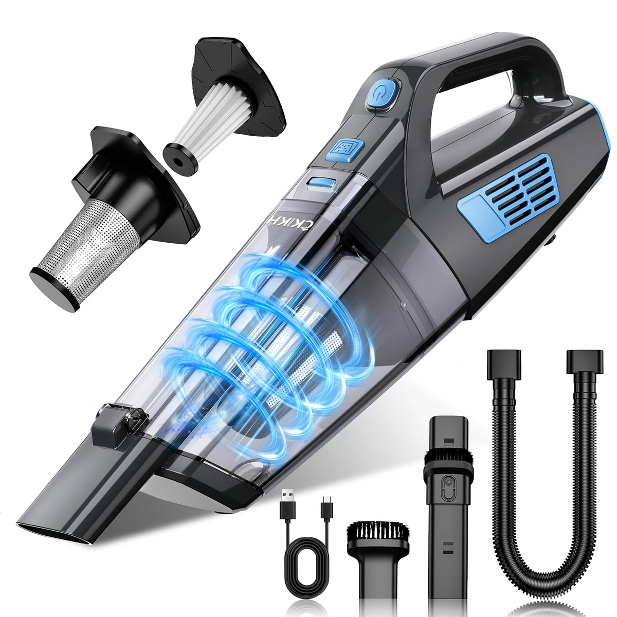 CKIKH handheld vacuum showcasing powerful cyclonic suction for quick cleans