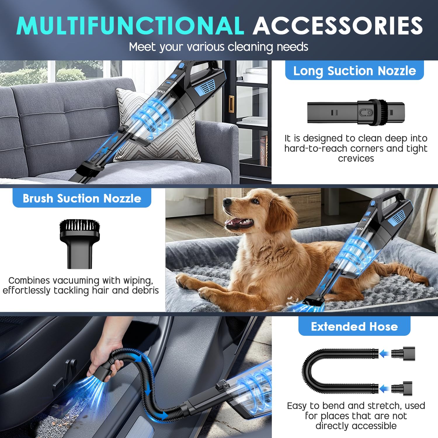 CKIKH vacuum extended hose attachment for under furniture cleaning