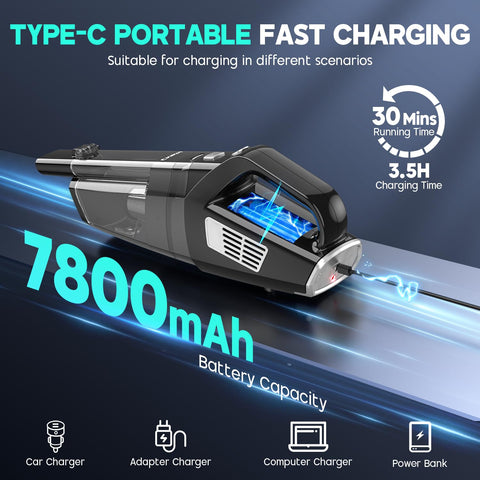 CKIKH handheld vacuum extended-hose expands reach under furniture and car interiors.