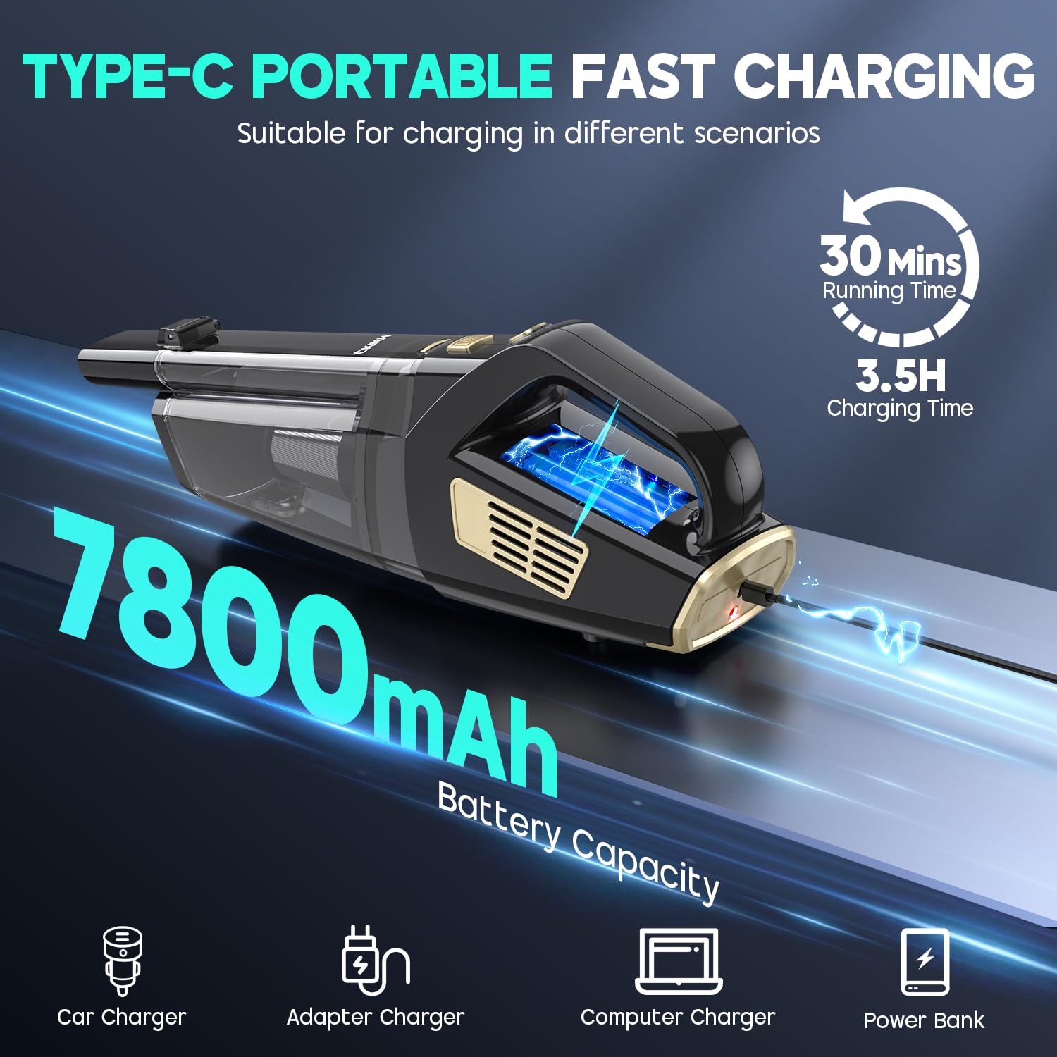 CKIKH Handheld Vacuum lightweight-design reduces hand fatigue during cleaning.