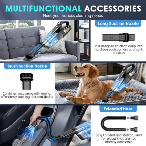 CKIKH Handheld Vacuum with washable-filter maintains suction and simplifies maintenance.