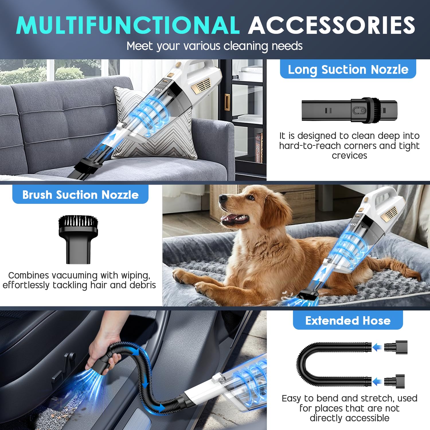 CKIKH portable vacuum extended hose for under furniture