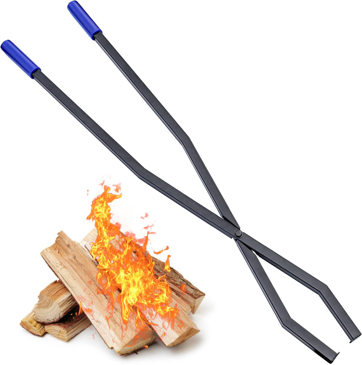 CKLT 40-inch fire tongs log grabber for safe long-log handling during bonfires