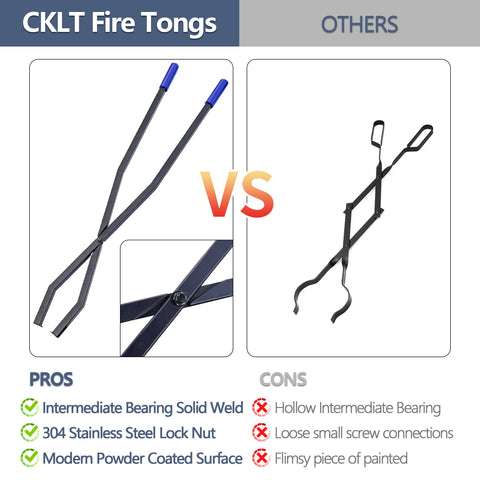 CKLT ergonomic rubber-handle fire tongs improve grip and comfort at the fire pit