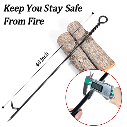 CKLT forked-hook end helps turn logs and lift hot coals safely.