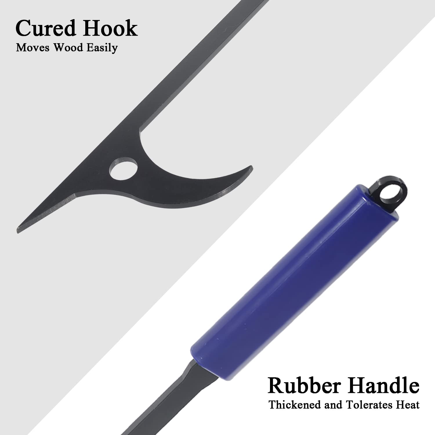 CKLT log grabber close-up highlighting heat-tolerant rubber handle.