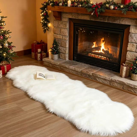 CKLZSAY faux fur rug runner 2x6 white with cloud-soft texture for cozy bedrooms.