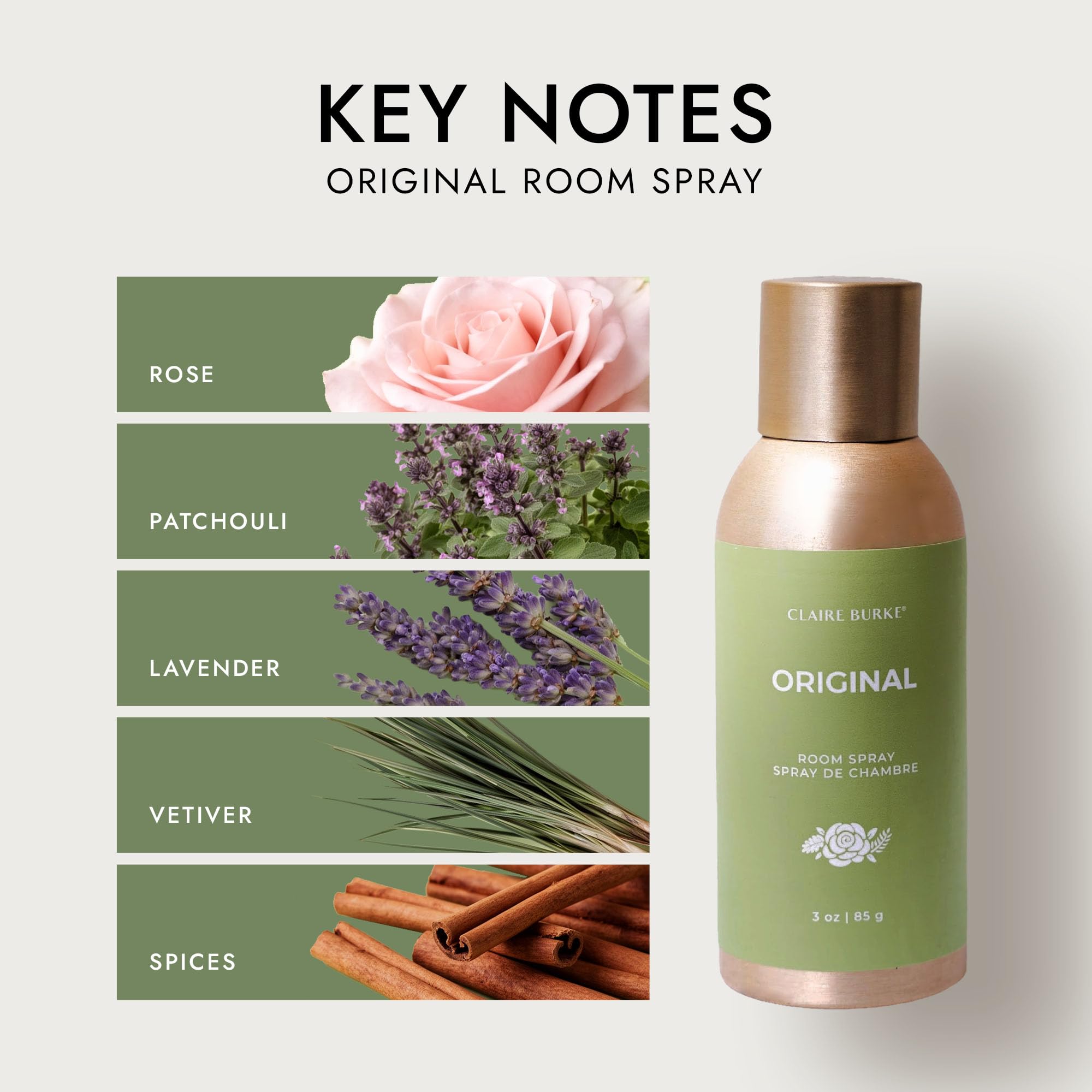 Claire Burke Original Scent Room Spray spray dispense action demonstrates quick room refresh.