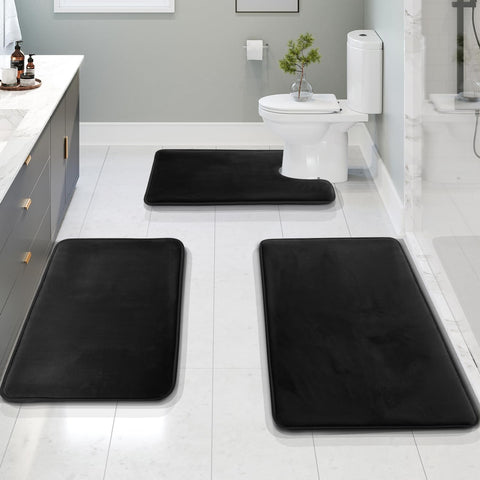 Clara Clark 3Pcs small 17x24 rug with plush velvet for bath comfort