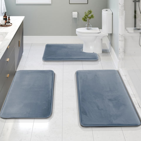 Clara Clark bath rug set small 17x24 with plush velvet fleece for soft, quick-drying feet.