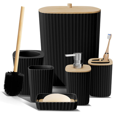 Clara Clark black toothbrush holder keeps vanity essentials neatly organized.