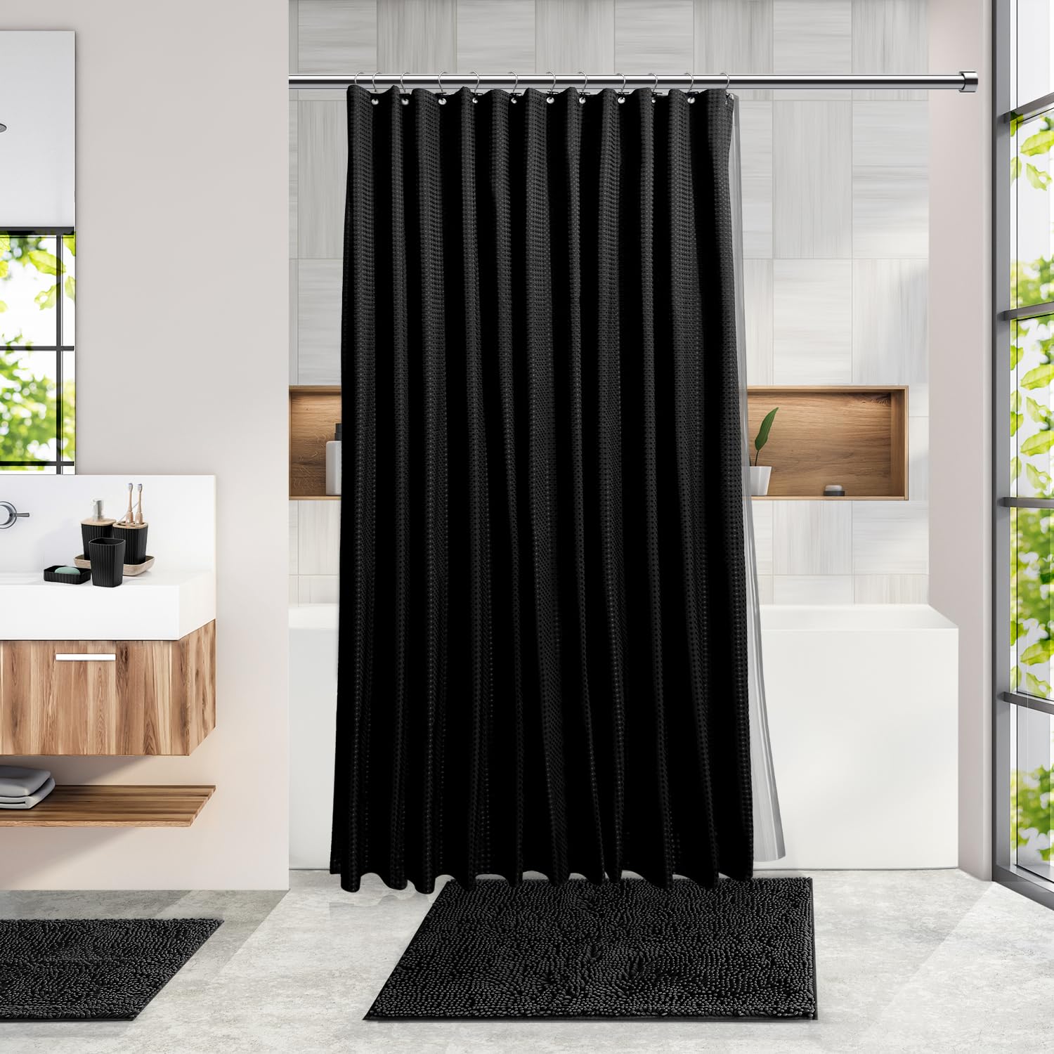 Clara Clark bathroom trash can offers discreet waste storage.