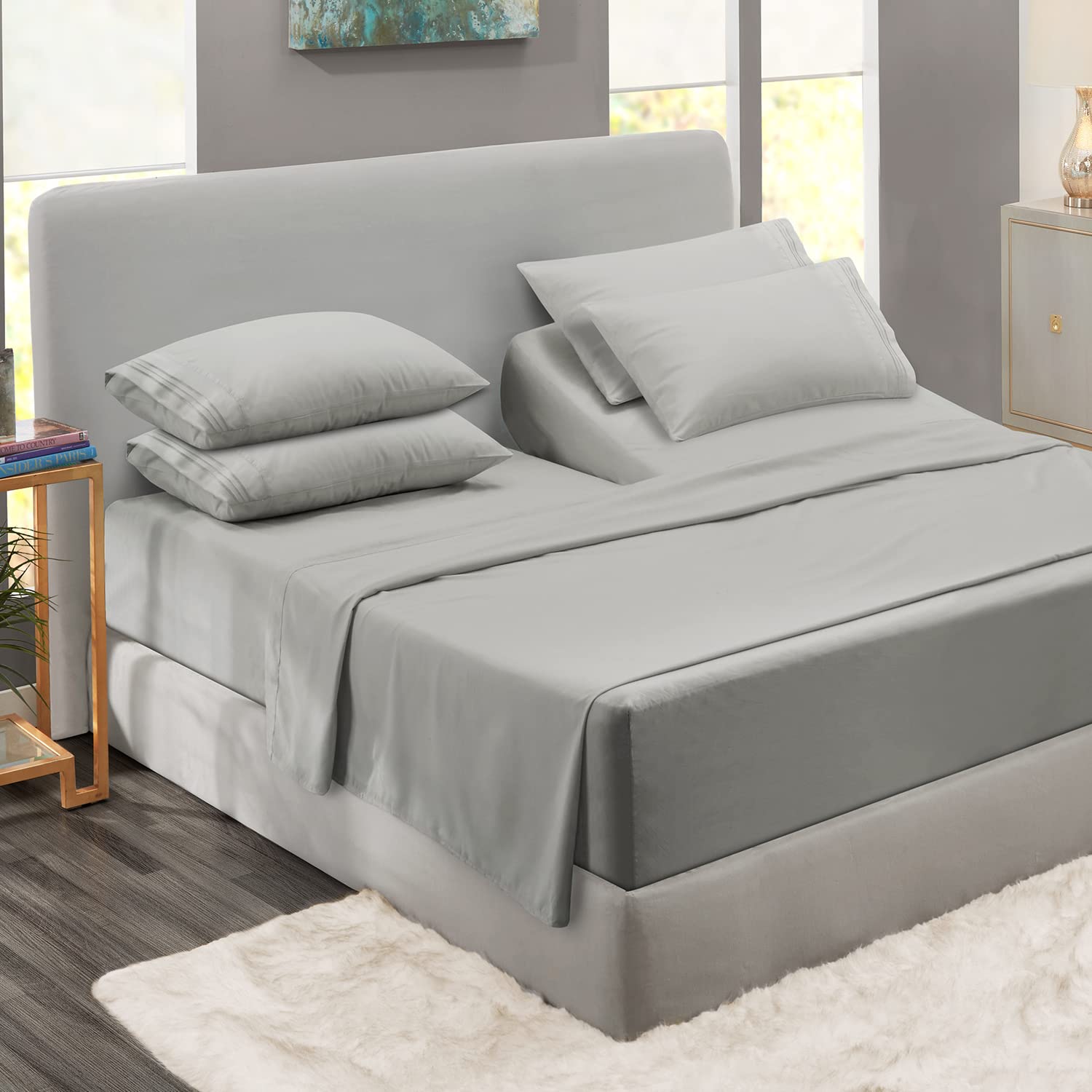 Clara Clark Flex Top King Sheets full set with hotel-like softness for nightly comfort.