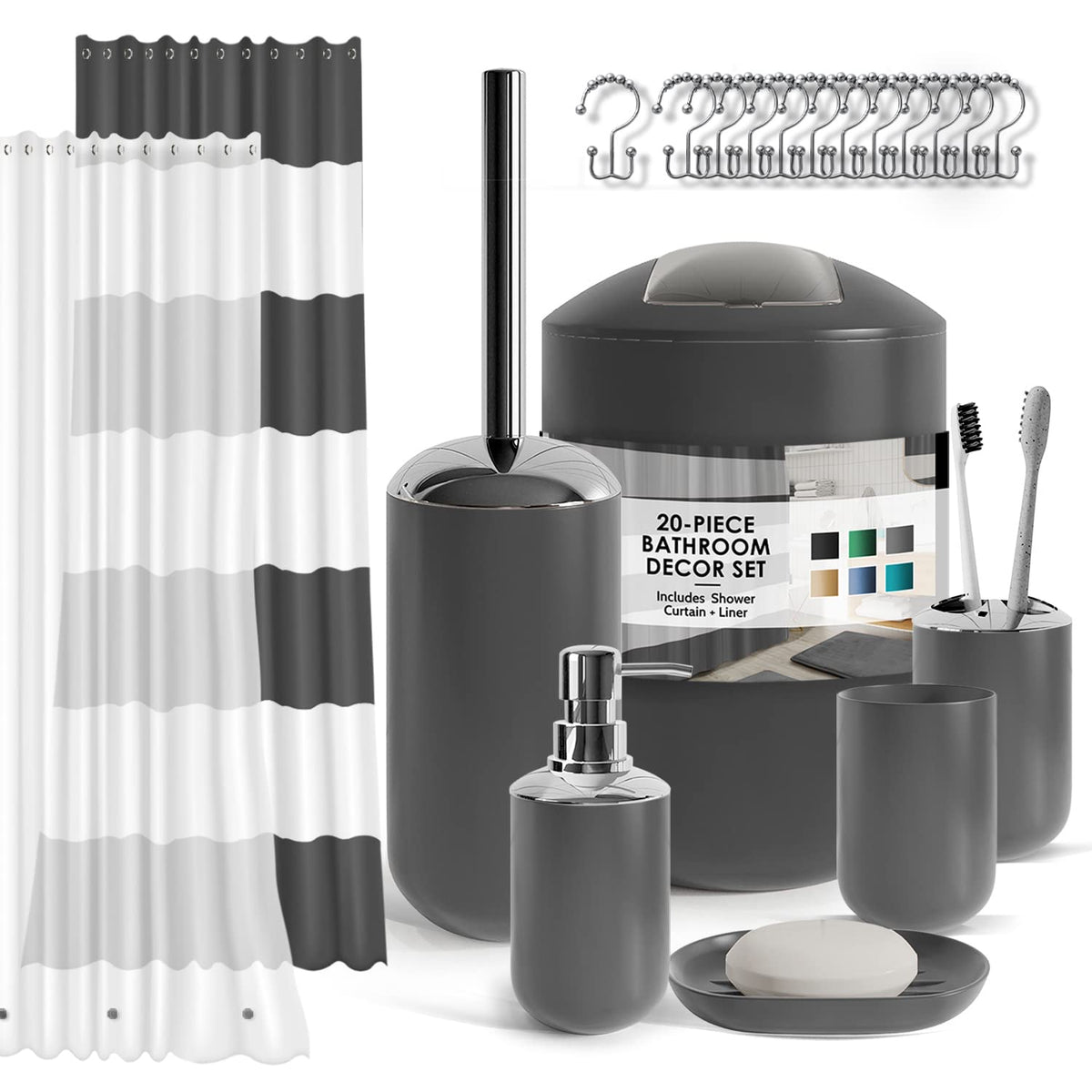 Clara Clark gray bathroom set overview showing cohesive organization and style