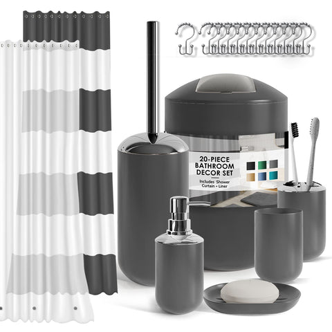 Clara Clark gray bathroom set overview showing cohesive organization and style