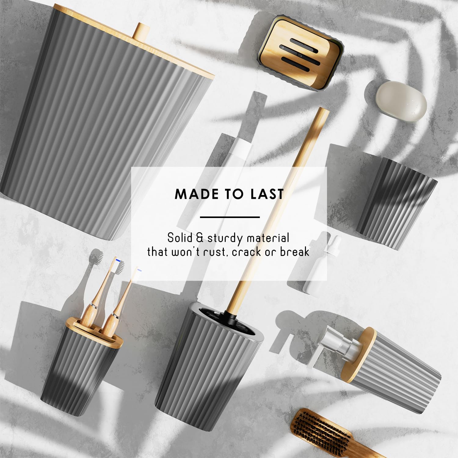 Clara Clark trash can neatly contains bathroom waste with a sleek finish