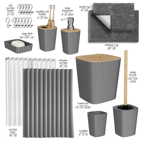 Clara Clark grey chenille bath rugs with soft, absorbent surface