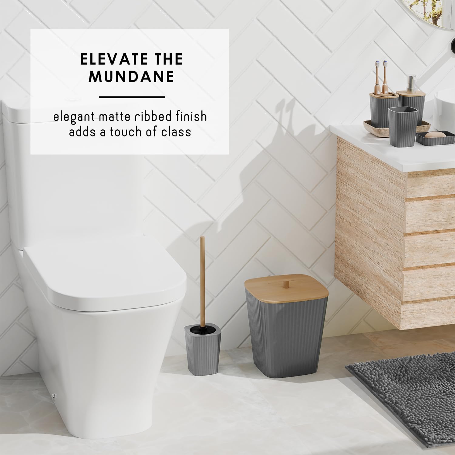 Clara Clark grey toilet brush holder maintains a neat bathroom