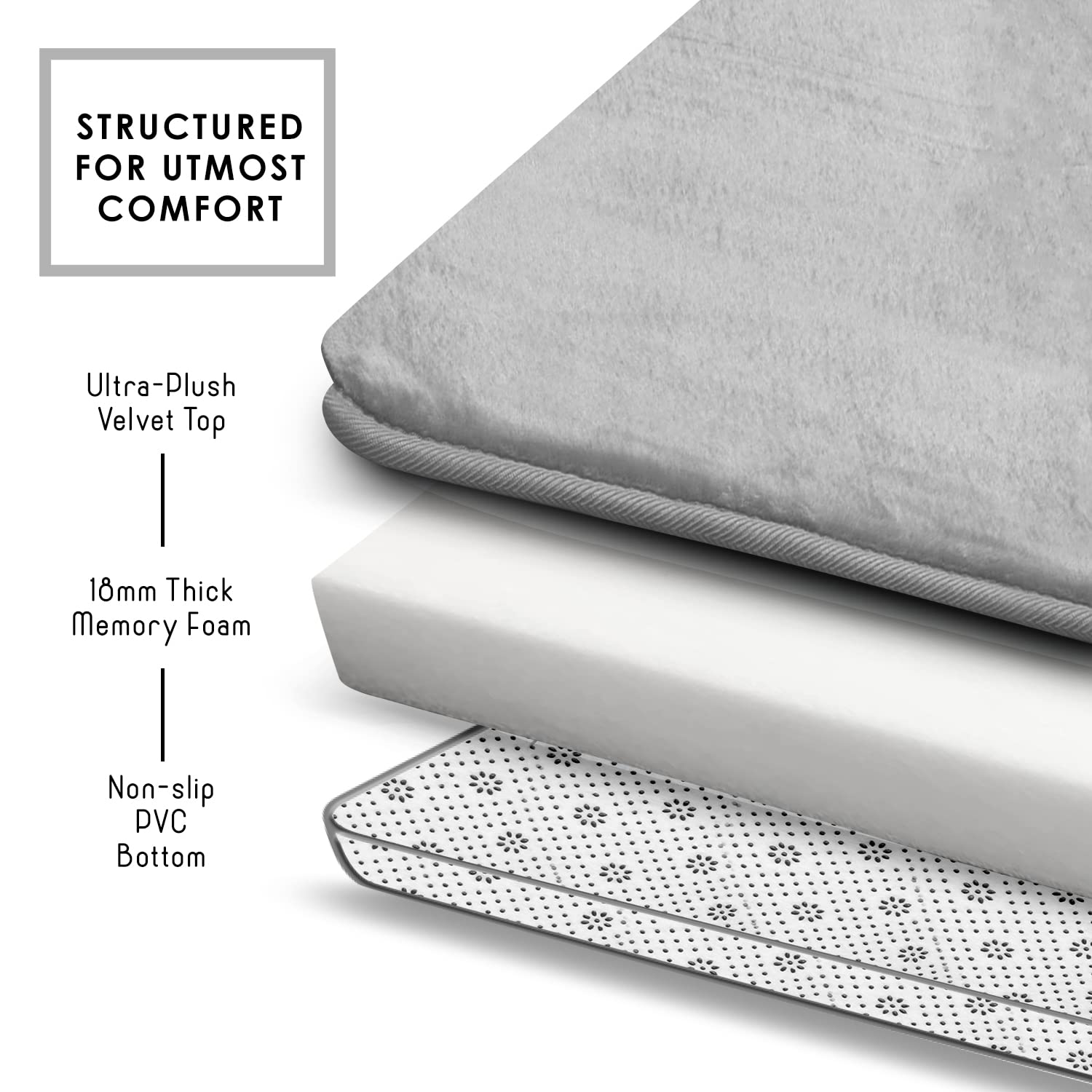 Clara Clark memory foam cushioning enhances comfort after showers.
