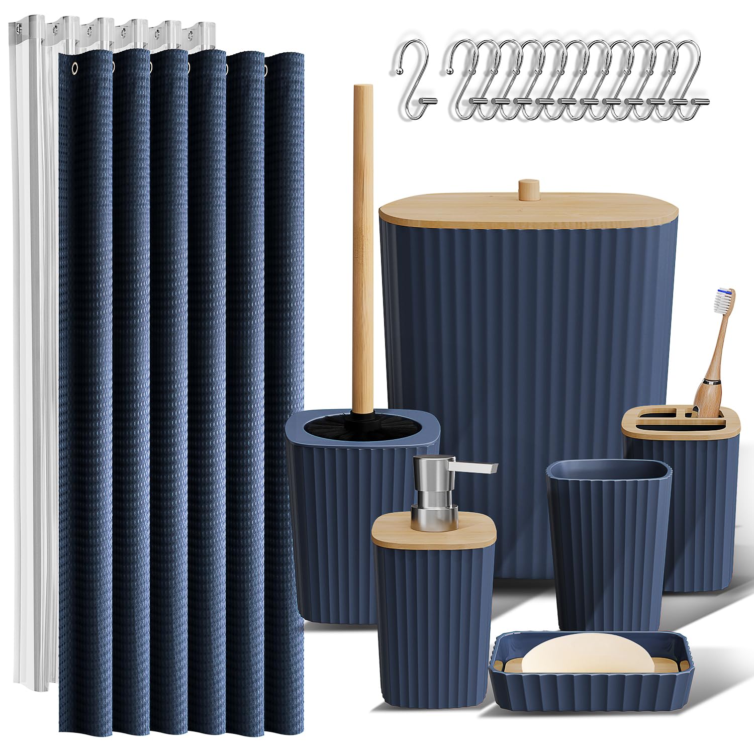 Clara Clark toothbrush holder adds navy elegance while keeping countertops tidy.